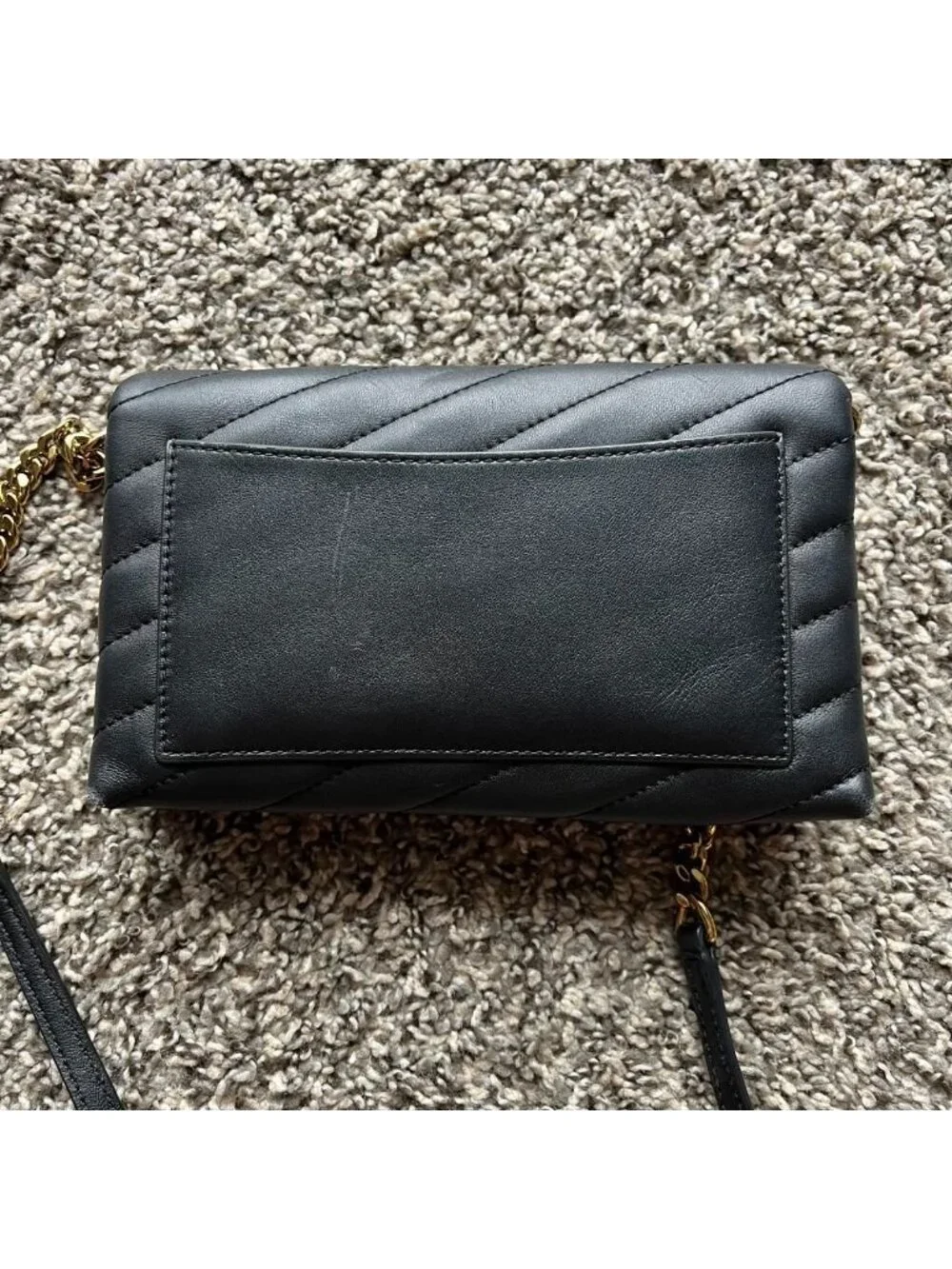 Tory Burch Black Kira Chevron Leather Chain Wallet Crossbody Bag - Picture 6 of 8